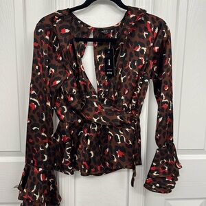 Leopard peplum top